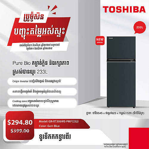 Toshiba Refrigerator (Inverter,Double door,233L)